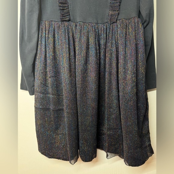 Hanna Andersson Black Multicolor Shimmer Iridescent Long Sleeve Dress Size US 5 - Picture 8 of 14